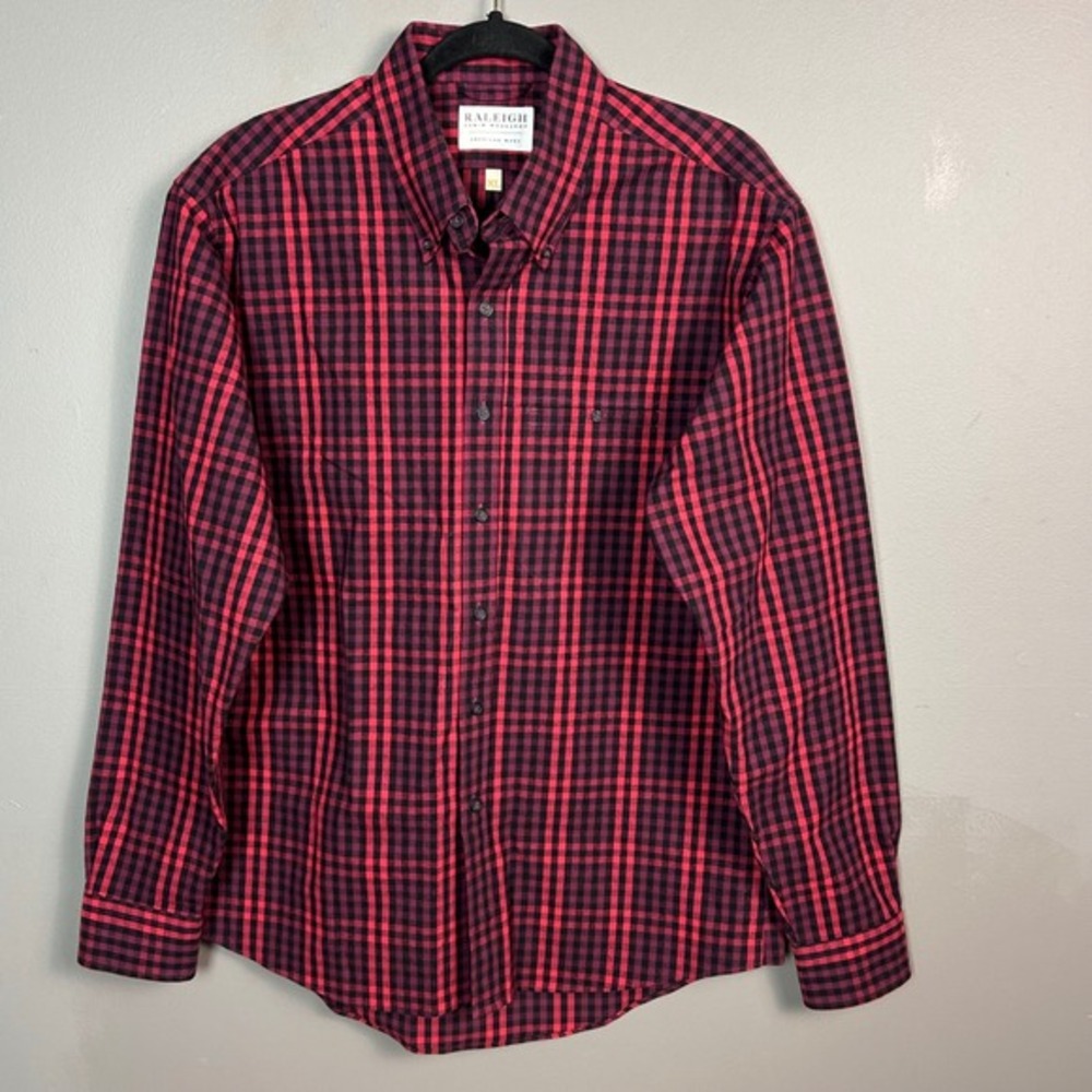 Raleigh Denim Workshop Work Shirt Men's XL Red Plaid Button Down‎ USA Heritage